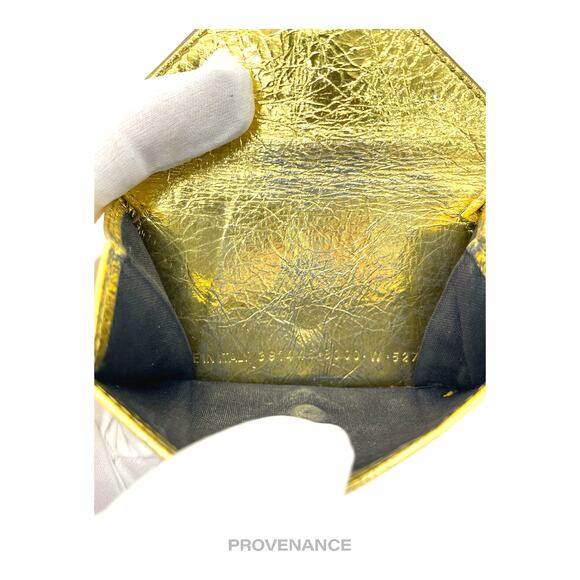 🔴 Balenciaga Papier Mini Wallet - Metallic Gold Leather - Picture 7 of 8